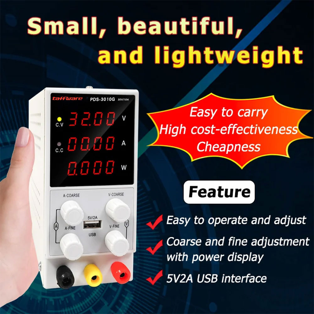 Gambar produk Taffware Power Supply Adjustable DC Digital Bench Power 30V 10A 300W - PDS-3010G - 2