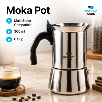 Gambar produk One Two Cups Moka Pot Teko Kopi Espresso Coffee Maker Stovetop 6 Cup 300ml - Z65