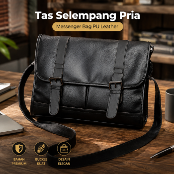 Gambar produk Tas Selempang Pria Kantor Messenger Bag PU Leather - LW310