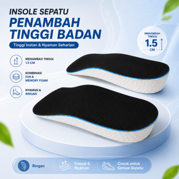 Gambar produk XIN YANG DAO Insole Sepatu Penambah Tinggi Height Booster Memory Foam 1.5cm - XYD58