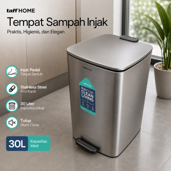 TaffHOME Tempat Sampah Injak Foot Pedal Trash Bin Stainless Steel - M45
