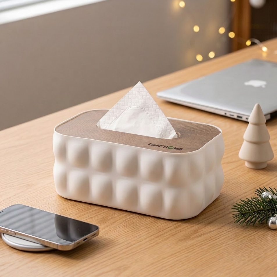 Gambar produk TaffHOME Kotak Tisu Kayu Multifungsi Wooden Tissue Box 22x14x9.1cm - ZJ80 - 1