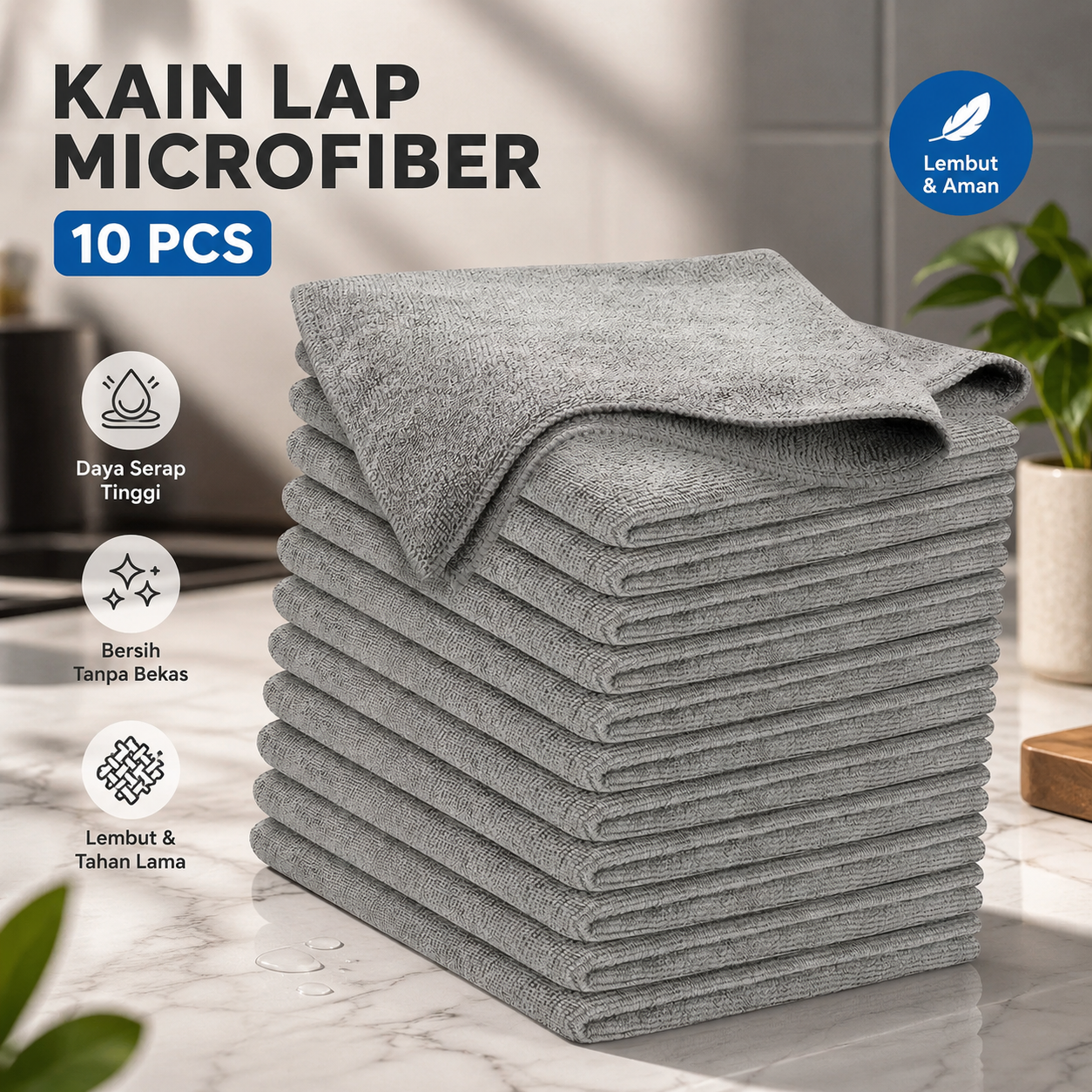 Gambar produk Januel Kain Lap Microfiber Cleaning Towel Soft High Absorption 10 PCS - W-40P - Utama