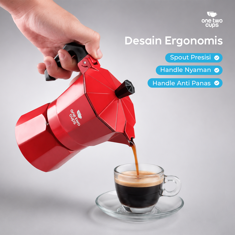 Gambar produk One Two Cups Moka Pot Teko Kopi Espresso Coffee Maker Stovetop 1 Cup 50ml - L10 - 4