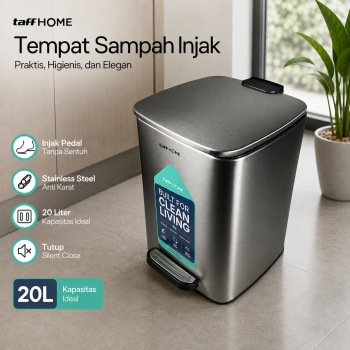 TaffHOME Tempat Sampah Injak Foot Pedal Trash Bin Stainless Steel - M45