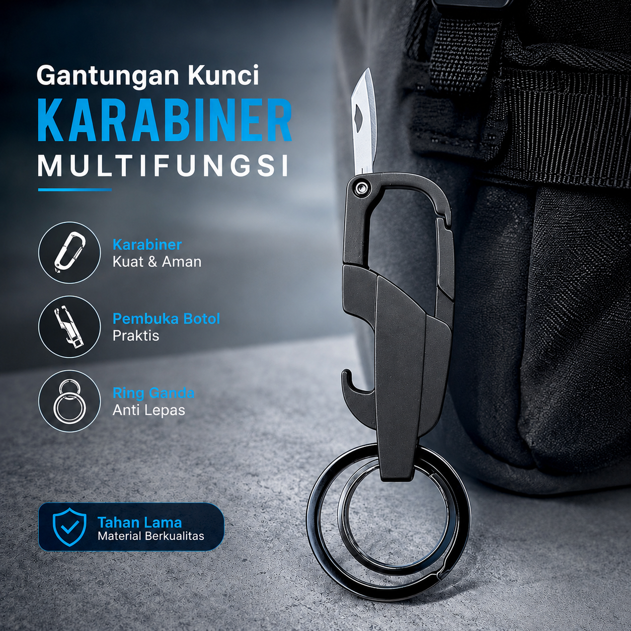 Gambar produk TaffSPORT Gantungan Kunci Karabiner Keychain Multifunctional Quickdraw - ED27 - Utama