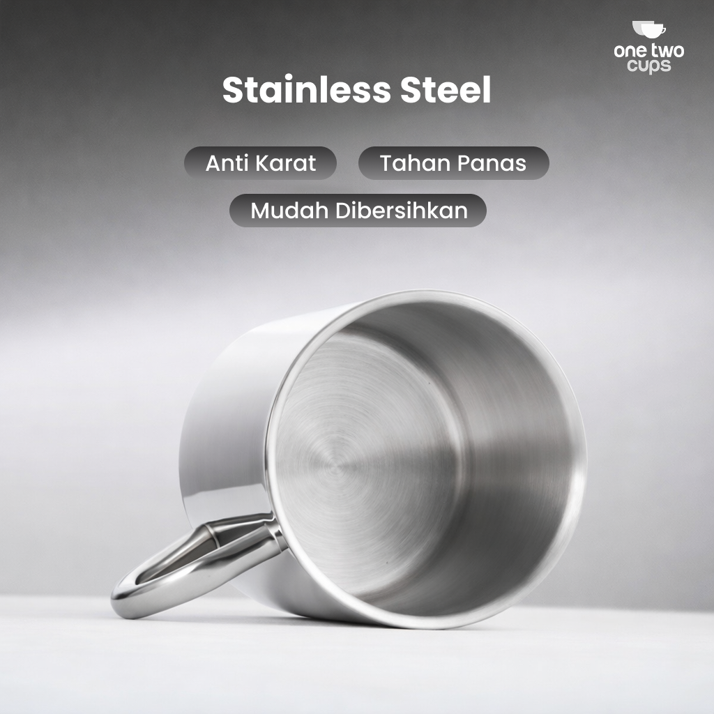 Gambar produk One Two Cups Cangkir Kopi Stainless Tahan Panas Double Wall 283ml - MG031 - 3
