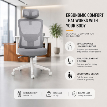 HBADA P5 Pro Kursi Kantor Chair 2D Lumbar Support Fixed Armrest - P302