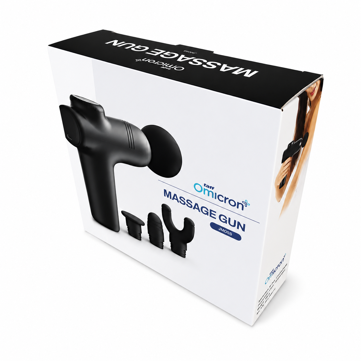 Gambar produk TaffOmicron Alat Pijat Elektrik Pundak Punggung Massage Gun 4 Head - JM05S - Kemasan