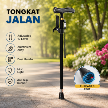 VEN Alat Bantu Tongkat Jalan Walking Cane Dual Handle with LED - AL-011