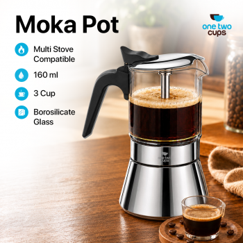 One Two Cups Moka Pot Teko Kopi Espresso Coffee Maker Dual Valve - Z61