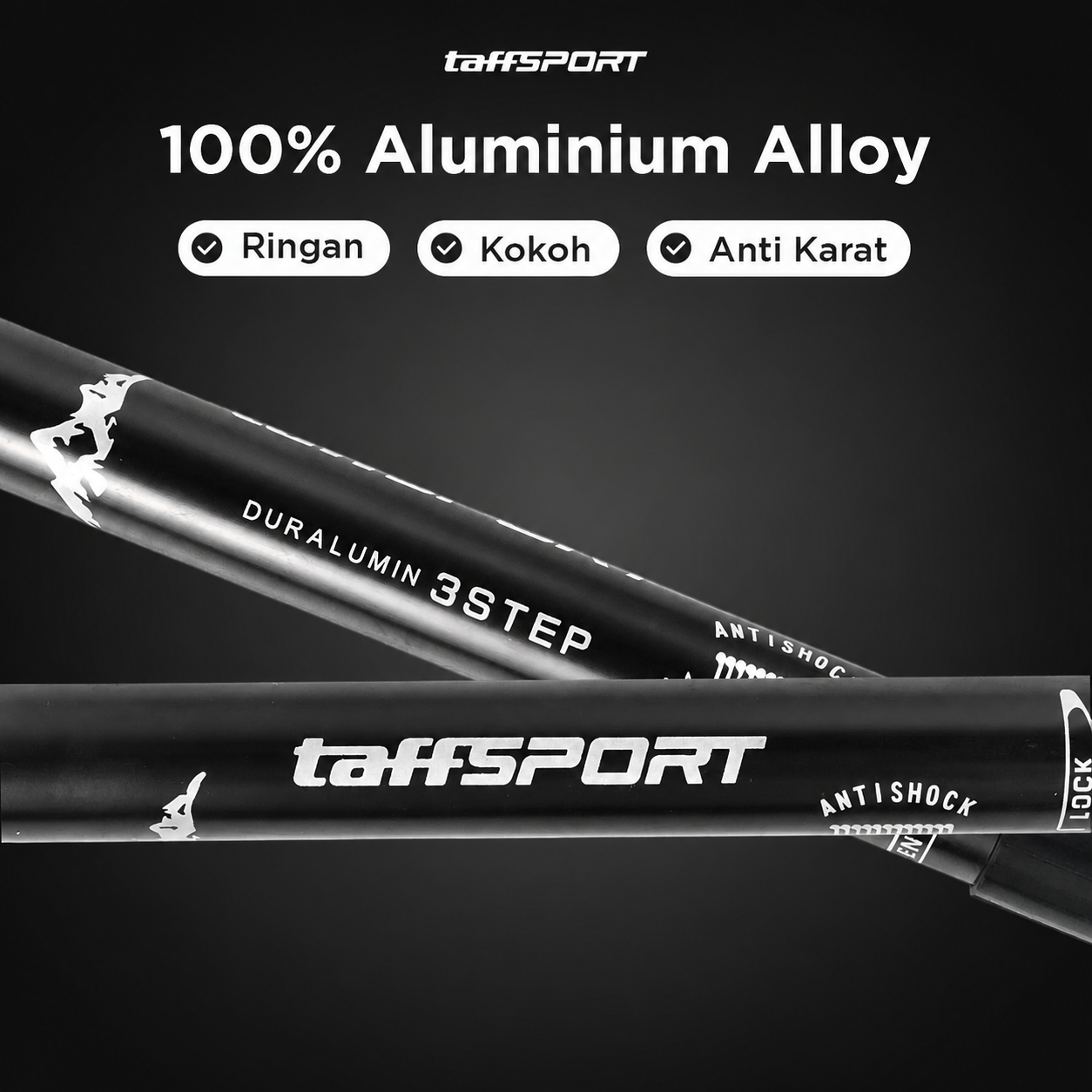 TaffSPORT Tongkat Hiking Telescopic Trekking Pole Aluminium 135cm - X-11 Gambar produk TaffSPORT Tongkat Hiking Telescopic Trekking Pole Aluminium 135cm - X-11 - 3
