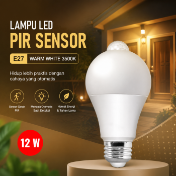 Gambar produk ExLED Lampu LED dengan PIR Sensor E27 Warm White 3500K 12W - Ex01