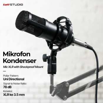 TaffSTUDIO Mic Condenser XLR Microphone Noise Reduction with Holder - BM-800