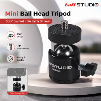 Gambar produk TaffSTUDIO Mini Ball Head Tripod Kamera DSLR 360 Swivel 1/4 Inch - QM3624