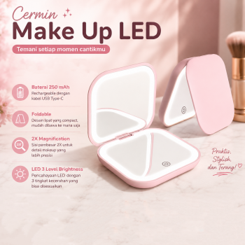 Momiro Cermin Make Up Lampu LED Dual Side 2X Magnification 250mAh - WM-02