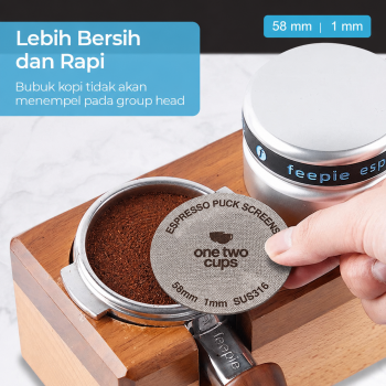 Gambar produk One Two Cups Puck Screen Portafilter Espresso Machine 150 Micron 58mm 1mm - SUS3 - 1