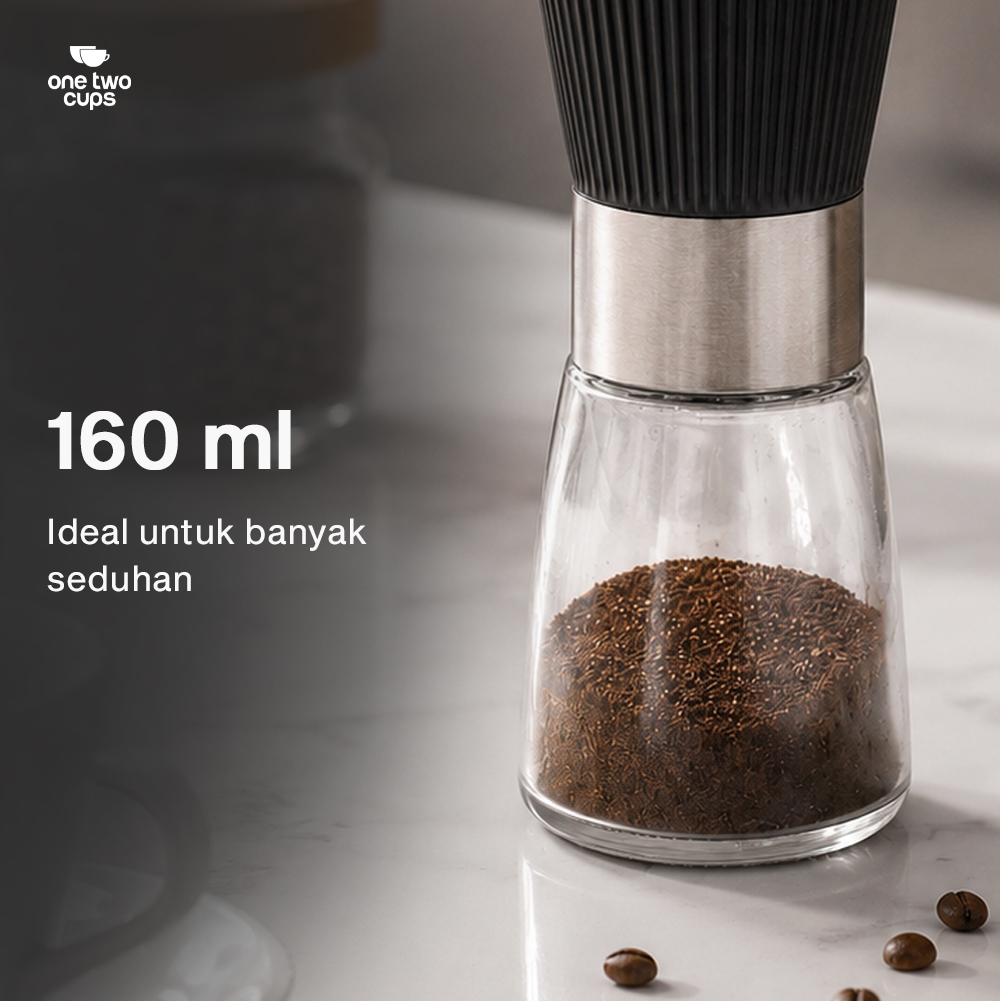 Gambar produk One Two Cups Alat Penggiling Kopi Manual Coffee Grinder 160ml - CF012 - 4