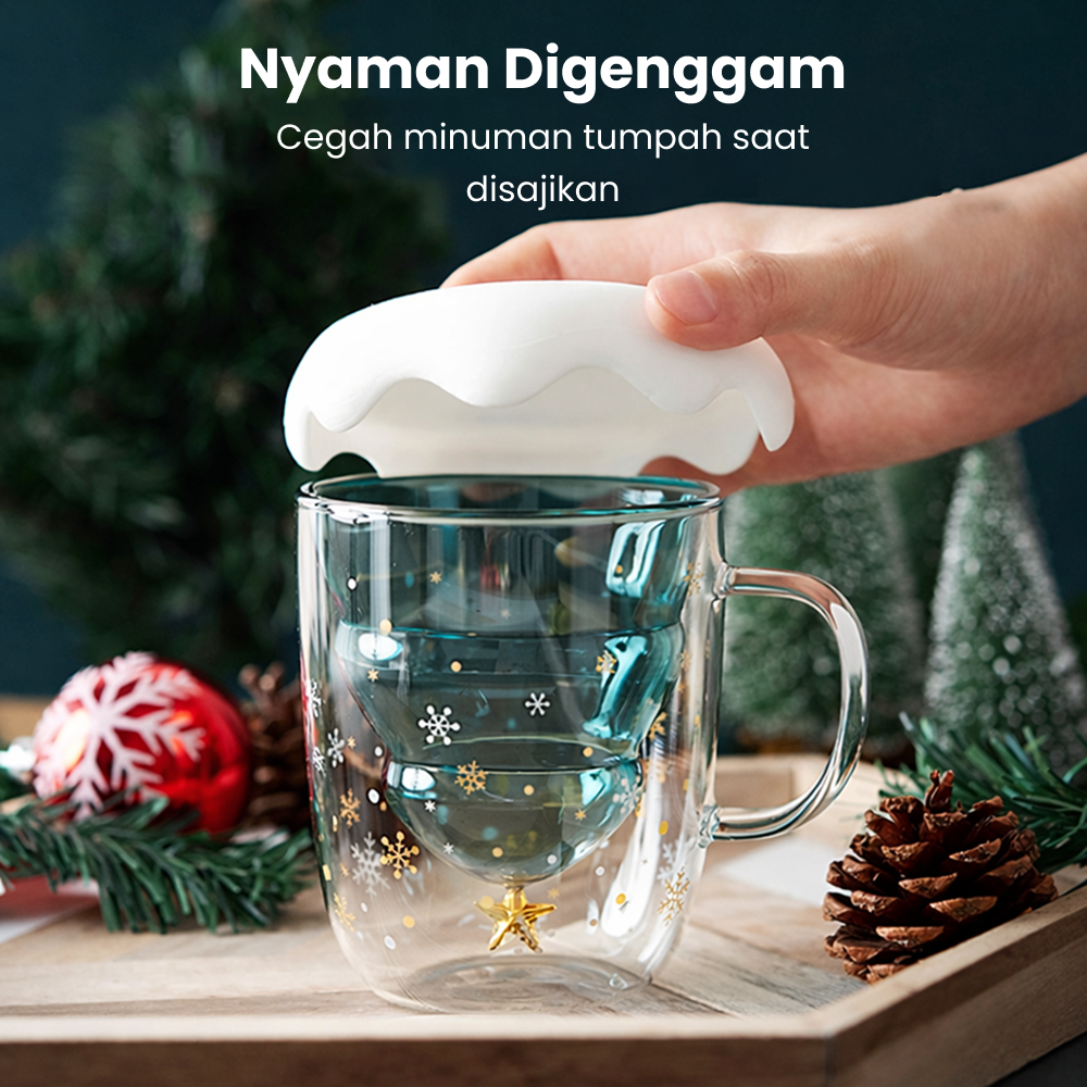 Gambar produk WARM HOME Cangkir Kopi Kaca Double Wall Tahan Panas Mug Glass 300ml - WH3 - 4