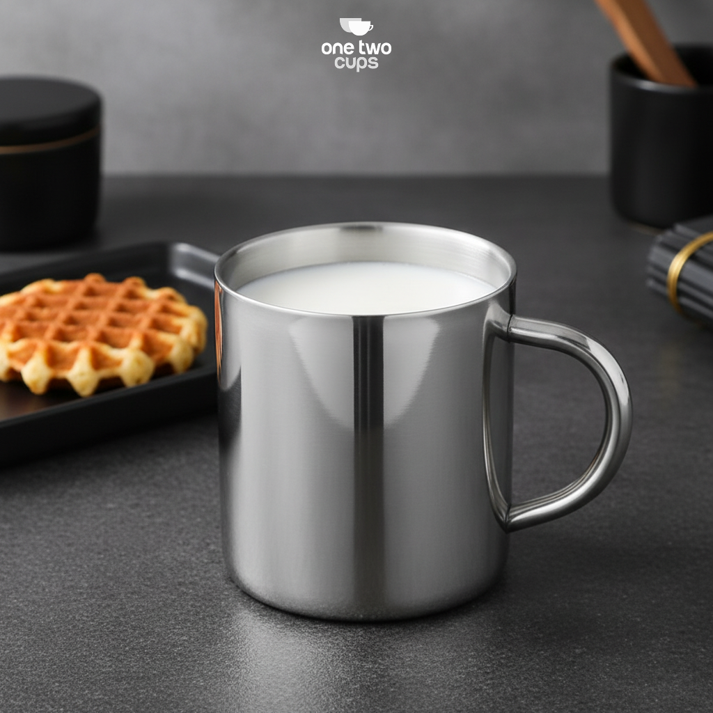 Gambar produk One Two Cups Cangkir Kopi Stainless Tahan Panas Double Wall 283ml - MG031 - 2