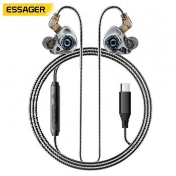 ESSAGER Earphones In Ear Gaming Wired Earphone Type C 1.2M with Mic - S25