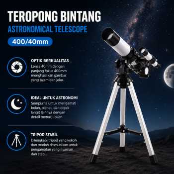 XEST Teropong Bintang Astronomical Telescope Monocular 400/40mm - F40040M