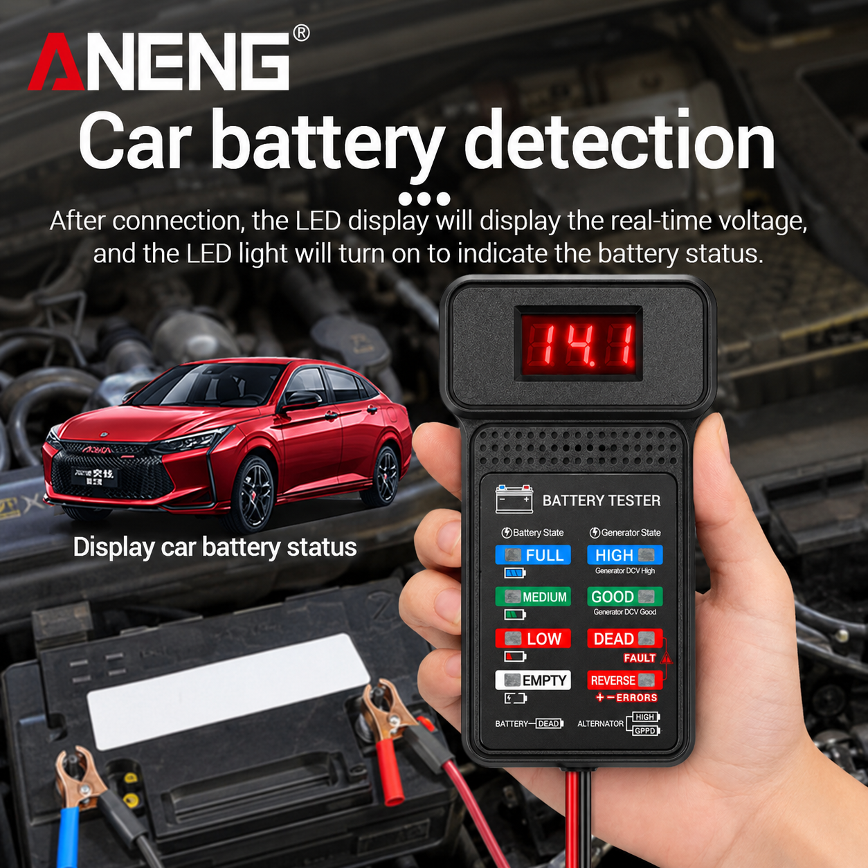 Gambar produk ANENG Tester Aki Mobil Digital Car Battery Indicator 12V with Clamp - BT172 - 3
