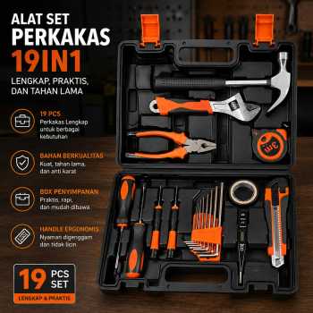OLOEY Alat Set Perkakas Tang Palu Obeng with Box Storage 19in1 - BG50TC