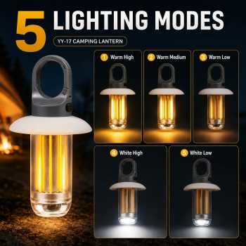 Gambar produk XFIRE Lampu Camping Senter Gantung Lantera 5 Mode 2in1 Color 600mAh - YY-17 - 1