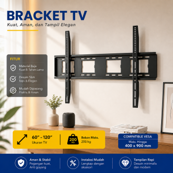 Taffware Bracket TV Dinding VESA 400x900mm Heavy Duty 200kg 60-120Inch - YSD-900