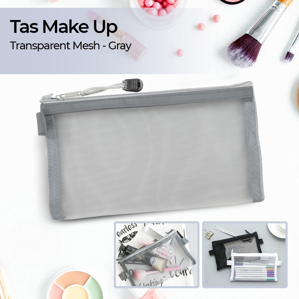 Gambar produk KHINSUN Tas Make Up Kosmetik Transparent Mesh Flat - BS802 - Utama