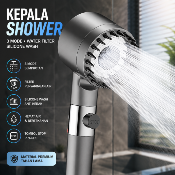 YICAI Kepala Shower Mandi Silicone High Pressure Adjustable 3 Mode - KF-10