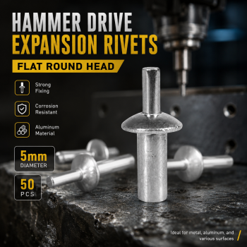FMA Hammer Drive Expansion Rivets Steel Flat Round Head 5mm 50 PCS - FM511