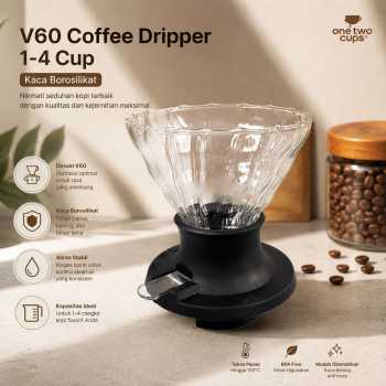 One Two Cups V60 Coffee Dripper Alat Seduh Kopi Manual Kaca 1-4 Cup - VD-40R