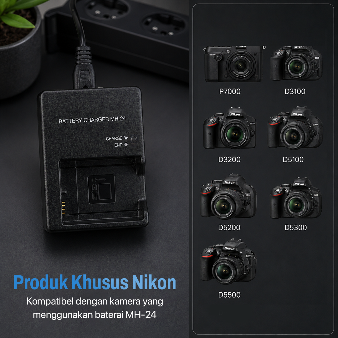 Gambar produk BRDRC Charger Baterai Kamera MH-24 for Nikon P7000 D5100 D5200 D5300 - BR100 - 2