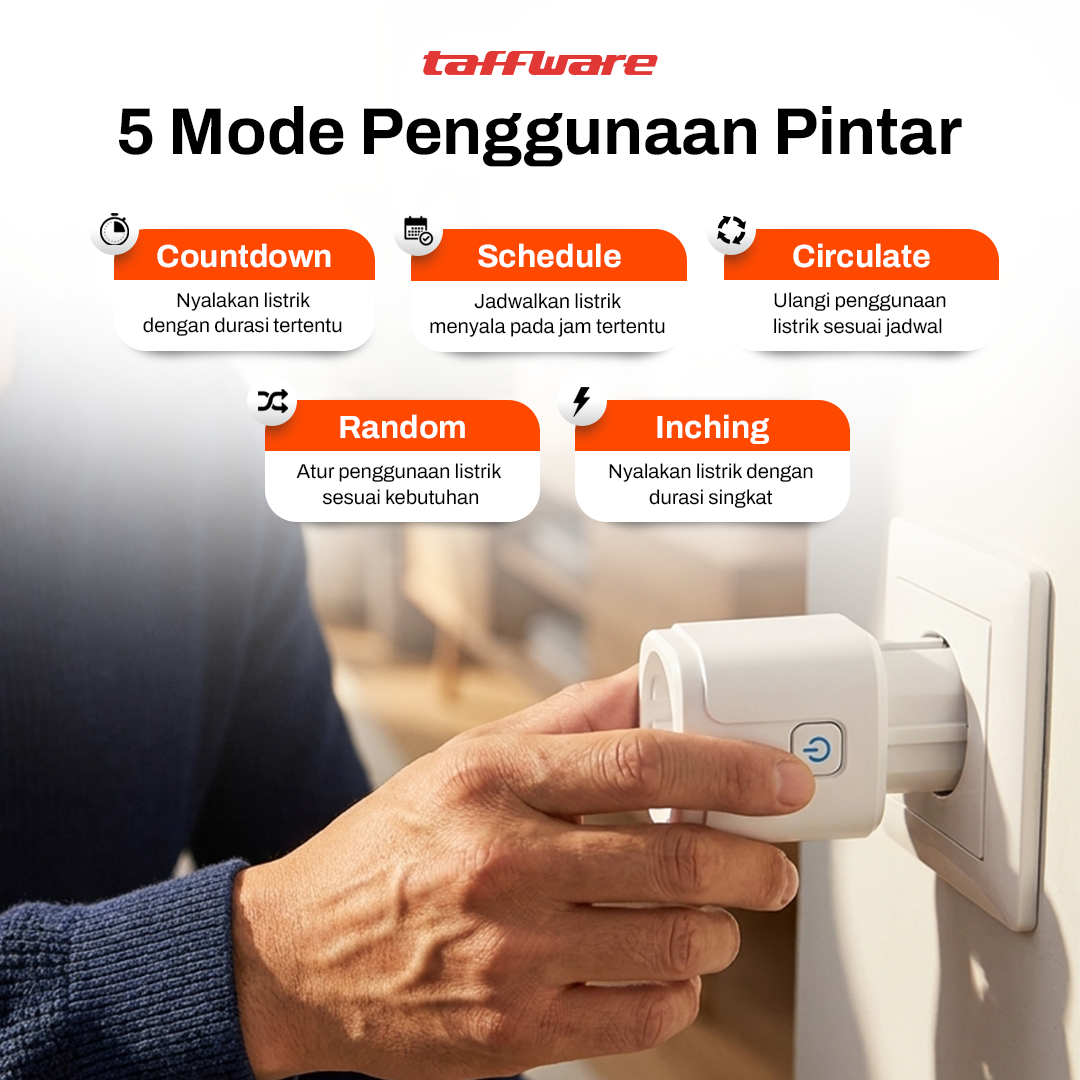 TaffHOME Steker Smart Plug Socket EU Plug Tuya WiFi 16A 240V 3000W - S21 Gambar produk TaffHOME Steker Smart Plug Socket EU Plug Tuya WiFi 16A 240V 3000W - S21 - 2