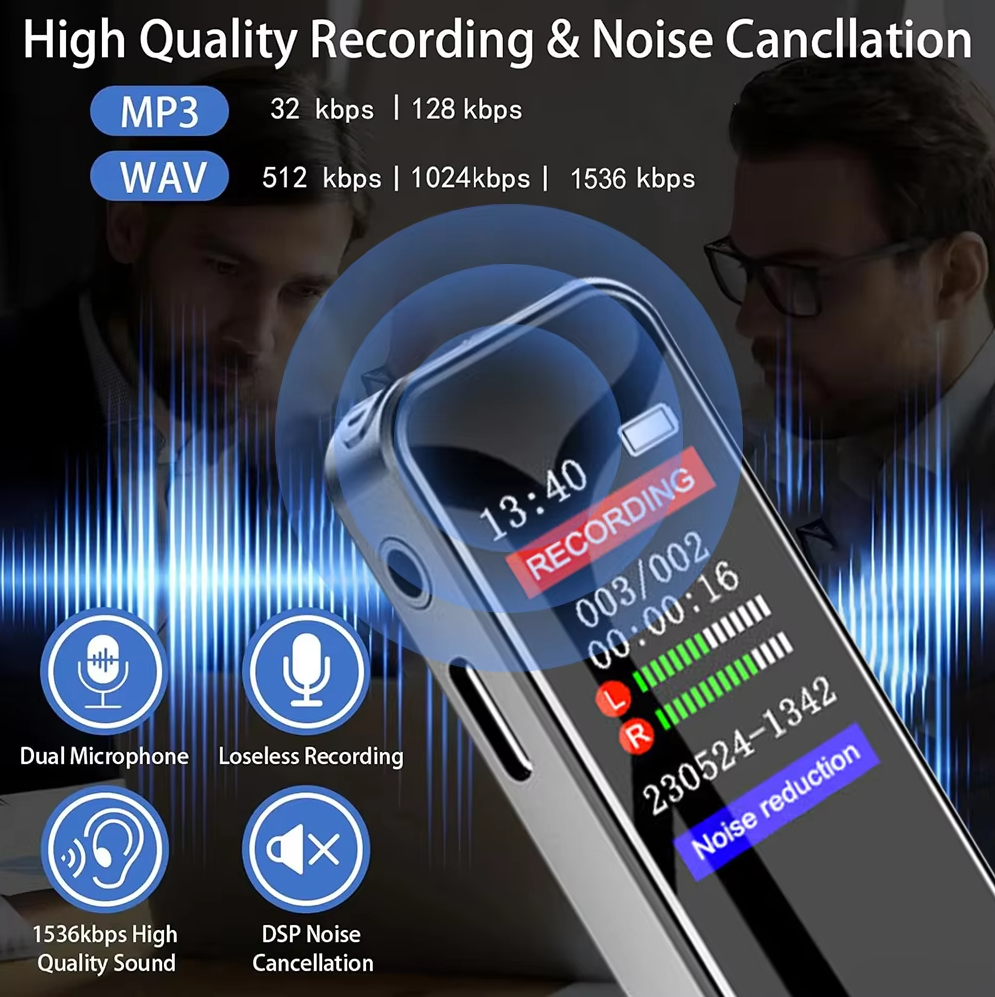 Gambar produk Voxa Perekam Suara Mini Audio Digital Voice Recorder 32GB - VC170 - 1