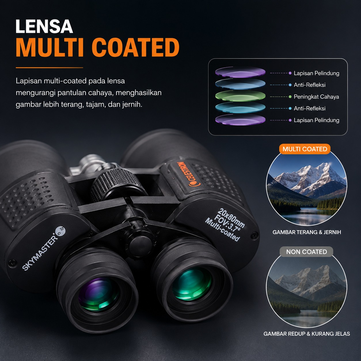 Gambar produk CELESTRON SkyMaster Teropong Binokular Telescope Outdoor 20x80mm - 71018 - 3