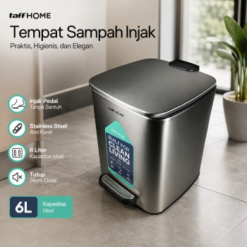 TaffHOME Tempat Sampah Injak Foot Pedal Trash Bin Stainless Steel - M45