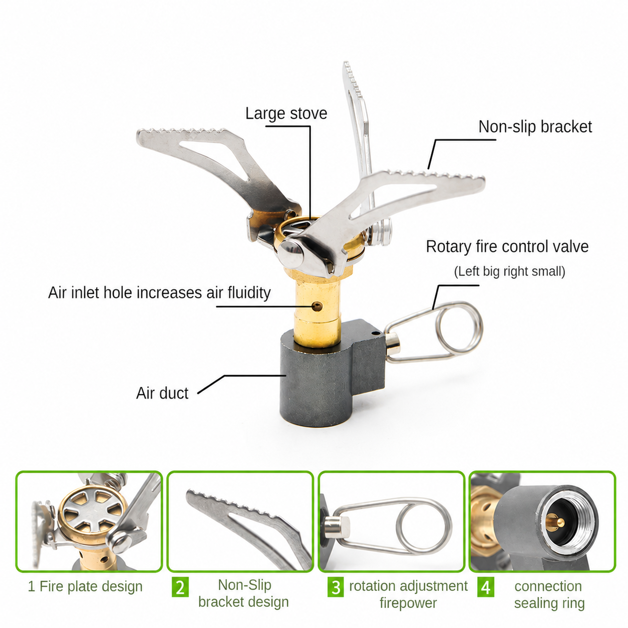 Gambar produk BISO Kompor Gas Portable Mini Outdoor Ultralight Camping Stove 3000W - A24 - 3