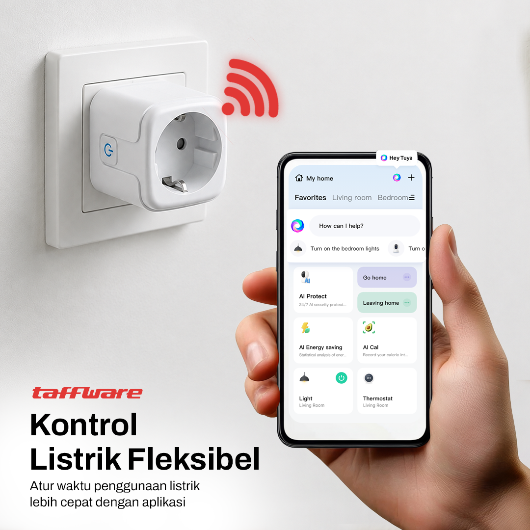 TaffHOME Steker Smart Plug Socket EU Plug Tuya WiFi 16A 240V 3000W - S21 Gambar produk TaffHOME Steker Smart Plug Socket EU Plug Tuya WiFi 16A 240V 3000W - S21 - 1