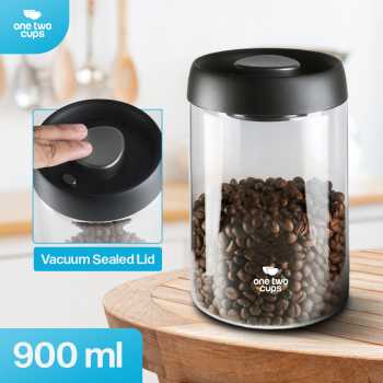 One Two Cups Toples Kaca Penyimpanan Biji Kopi Vacuum Sealed Lid - SE41