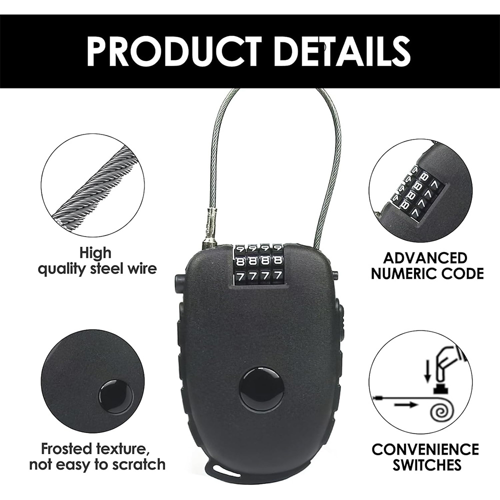 Gambar produk Taln Gembok Sepeda Kunci Pengaman Motor Flexible Security Lock 4 Digit - NK-225 - 5