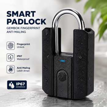 Gambar produk KERUI Gembok Fingerprint Sidik Jari Anti Maling Smart Padlock IP67 - KR-20