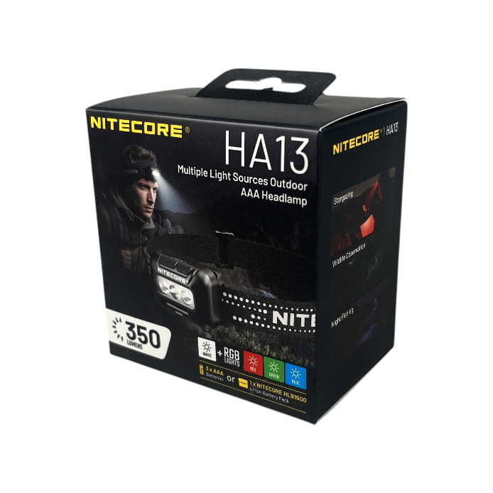 Gambar produk NITECORE Senter Kepala Headlamp LED UHE Dual Power IP66 350 Lumens - HA13 2026 RGB - Kemasan
