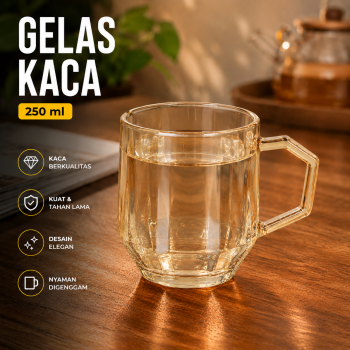 Chariva Gelas Kaca Aesthetic Mug Kopi Teh Diamond Glass 250ml - ZB140