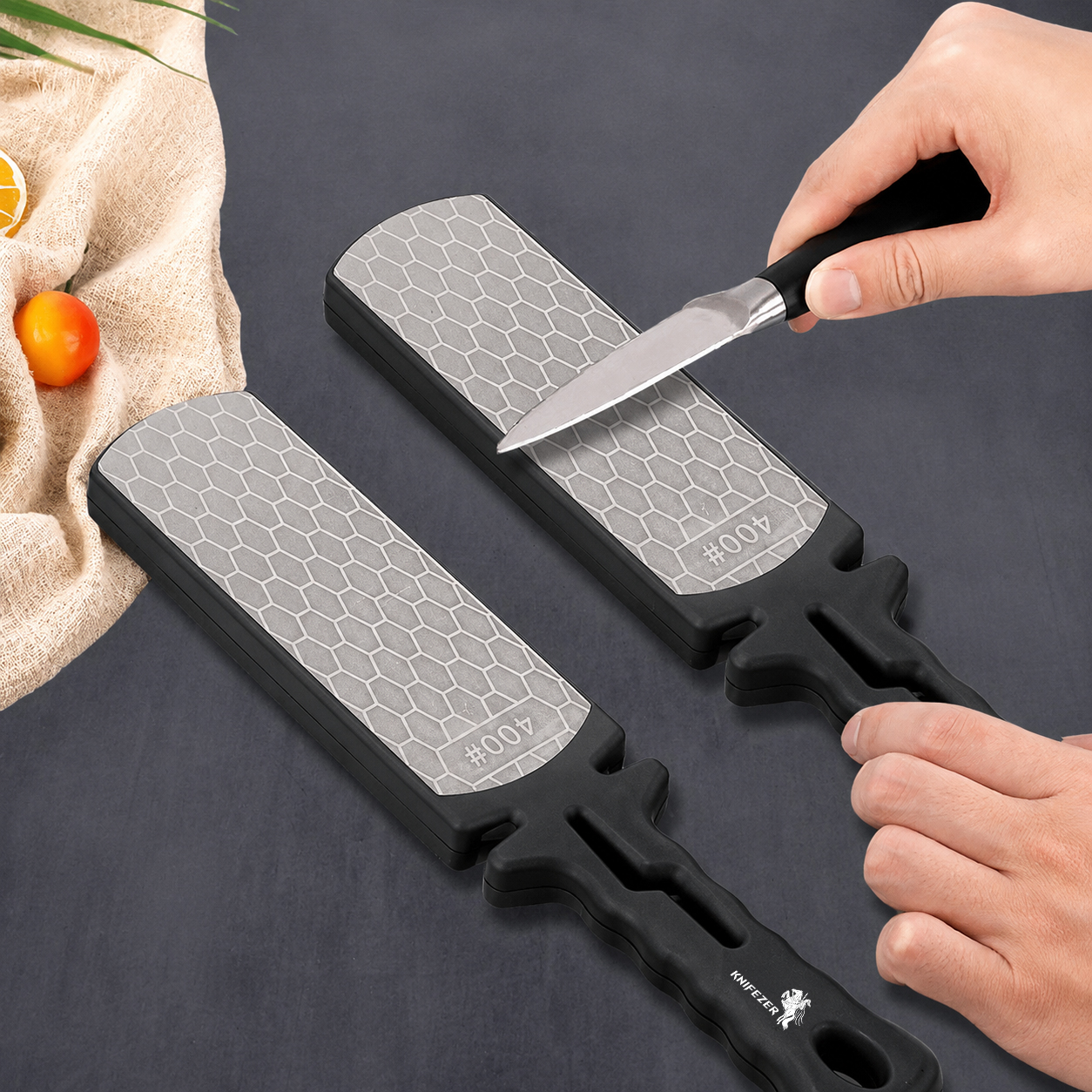 Gambar produk KNIFEZER Pengasah Pisau 5in1 Double Side Diamond Sharpening Knife - B216L - 5