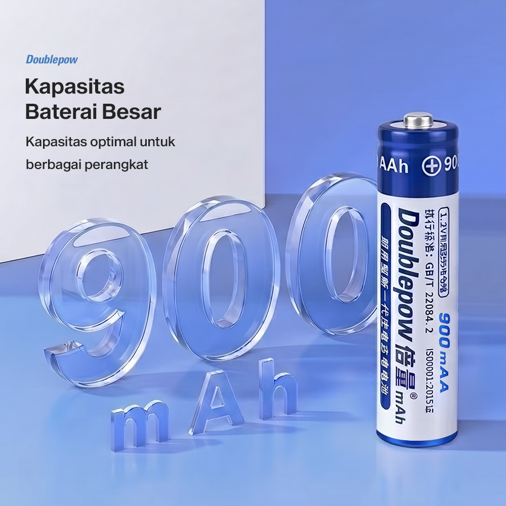 Gambar produk Doublepow Baterai Isi Ulang AAA Ni-MH Button Top 900mAh 1.2V 2 PCS - 1