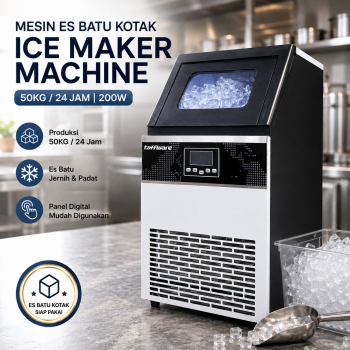 Gambar produk Taffware Mesin Es Batu Kotak Otomatis Ice Maker Machine 50kg 200W - HZB-55FAB