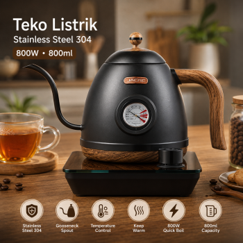 Gambar produk JACAL Teko Listrik Kopi Pemanas Air Temperature Control 800W 800ml - E18-6B